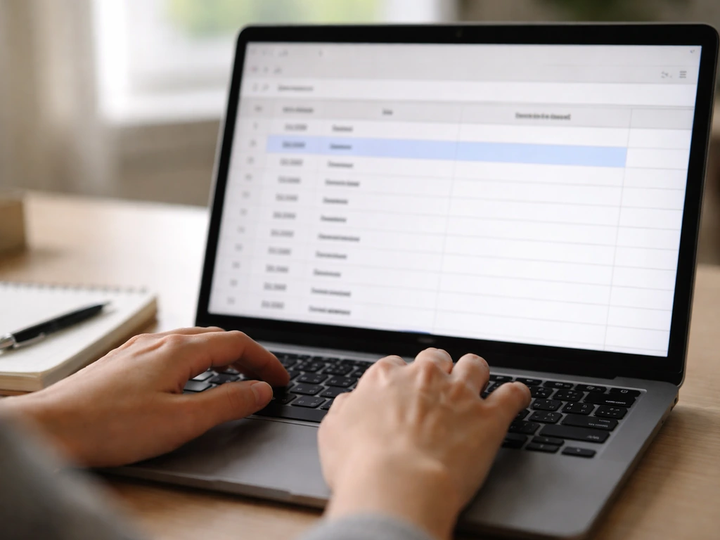 Close-up of a laptop showing a simple grid of alphanumeric bird codes mapped to species names