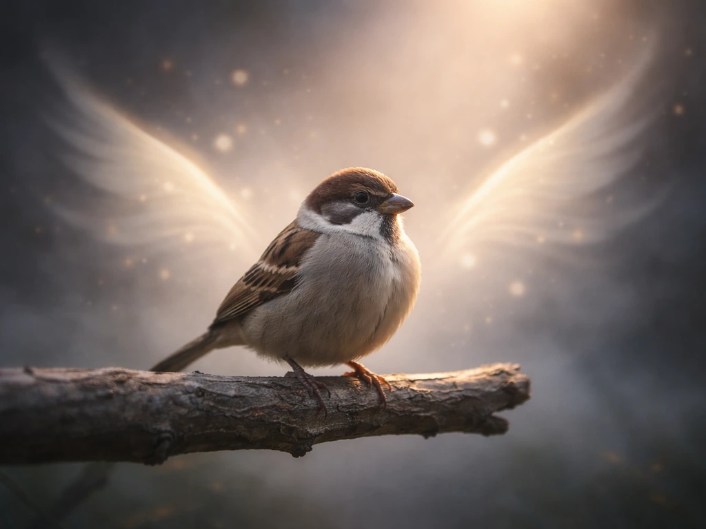A lone bird perched above subtle flowing light patterns, symbolizing bird medicine meaning