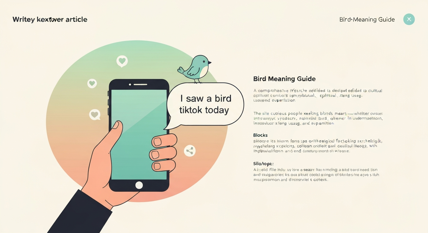 Illustration of a smartphone showing a speech bubble that says 'I saw a bird today' with a small bird perched on it, representing the 'bird theory' social media test.